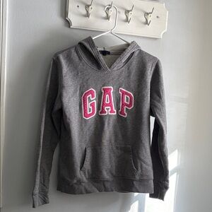 GAP Charcoal Hoodie with Vibrant Pink Logo